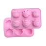 Detailed view of 2-pack pink 6-cavity silicone mold set for cartoon animal DIY baking