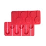 Close-up of red 8-cavity silicone lollipop molds for DIY Halloween baking and treats