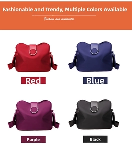 Mini nylon crossbody bags for women in red, blue, purple, and black with wide straps