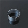 Minimalist grey metal ring with polished finish shown on a dark reflective surface