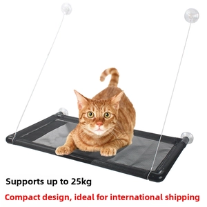 Black cat window hammock with strong suction cups supporting up to 25kg capacity