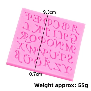 Detail of pink silicone alphabet mold with 26 letters for fondant and DIY crafts