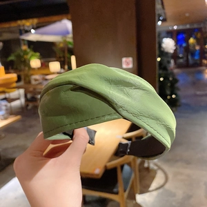 Vintage French style wide green faux leather twisted headband for women's hair styling
