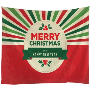 Christmas and New Year decorative wall tapestry with red and green festive radial design