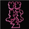 Pink Mickey and Minnie Mouse shaped cookie cutter set for fondant cake decorating
