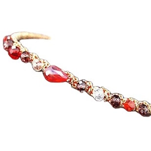 Elegant twisted golden headband with sparkling red and white crystal rhinestones for women
