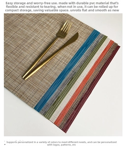 Detail der PVC Tischset-Textur mit flexiblem Netzmuster und leuchtenden Farben