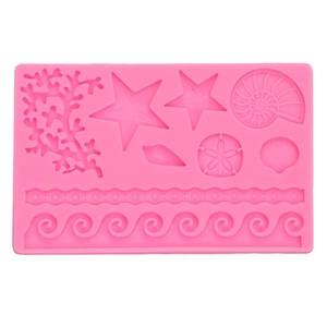Ocean World Silicone Cake Mold Marine Coral Starfish Shell Fondant Embossing Mat Baking Decorating Tool For Chocolate