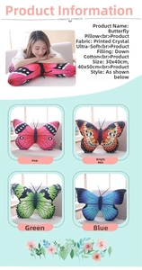 Macro view of butterfly plush cushion showing soft crystal fabric and down cotton filling