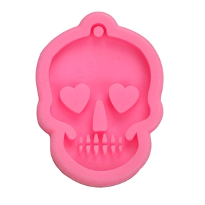 Pink heart-eye skull silicone mold for DIY resin keychains and aromatherapy crafts