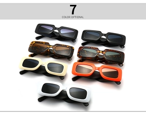 Top view of retro rectangle sunglasses displayed in seven stylish frame color options