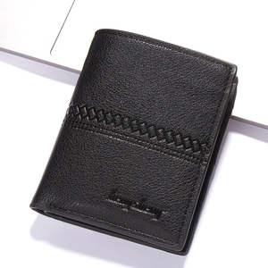 Portefeuille Court Bifold Pour Hommes Cuir PU Motif Lychee Plusieurs Emplacements Cartes Poche Fermeture Éclair Style Business