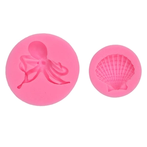 Roze siliconen mallenset met octopus en schelp voor DIY taartdecoratie en bakprojecten