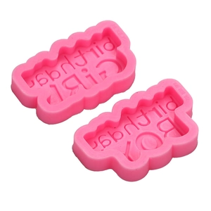 Rosa Silikonform-Set für Baby-Geburtstage mit eingravierten BOY und GIRL Schriftzügen