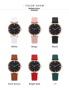 Starry sky dial quartz watches with Roman numerals in six various leather strap colors