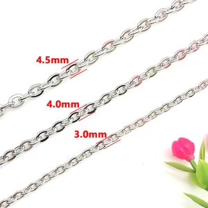 Polished silver stainless steel cable chains in 3.0mm, 4.0mm, and 4.5mm width options