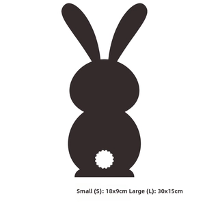 Size specifications for black acrylic bunny wall stickers in 18x9cm and 30x15cm dimensions