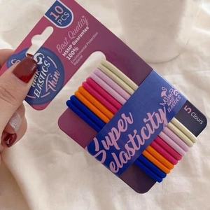 Set of 10 seamless candy colored hair elastics with high elasticity and thin design