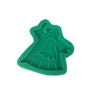 Detailed macro view of a green silicone cake mold in a unique figure shape for DIY baking