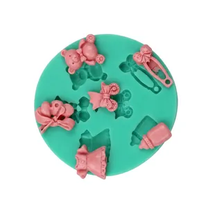 Silicone fondant mold with bear heart and bow shapes for DIY cake decorating