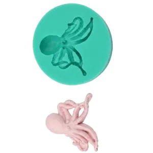 Macro detail of octopus silicone mold showing intricate 3D tentacles and finished product