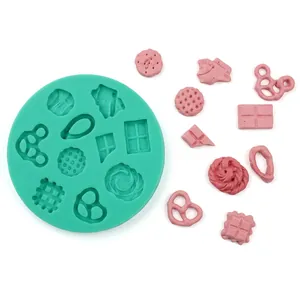 Silicone fondant mold set with bow and heart shapes for DIY cake decorating