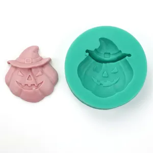 Detailed view of Halloween pumpkin wizard silicone mold for DIY baking and crafting