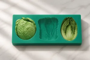 Detailed view of realistic cabbage-shaped silicone molds for fondant and baking