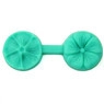 Detailed macro view of a green dual-head floral silicone mold for DIY baking and crafts