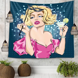 Christmas Tapestry Polyester Fabric Wall Hanging Backdrop Santa Pop Art Snow Scene For Living Room Bedroom Festive Decor