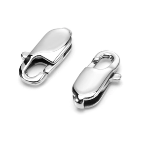 Polished silver 316L stainless steel lobster clasp connectors for jewelry making