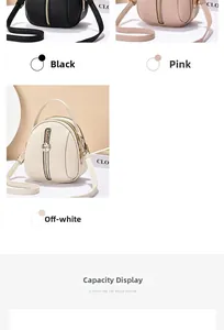 Detailed view of mini backpacks in black, pink, and beige with pebbled faux leather finish