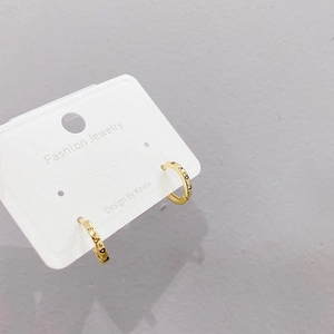 Minimalist gold hoop earrings set with LOVE engraving and fashion jewelry card