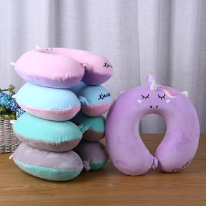 Cartoon unicorn U-shaped memory foam neck pillows in multiple colors for travel