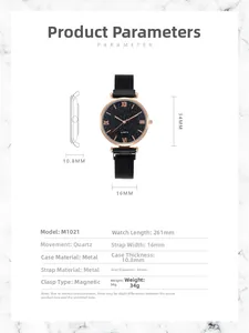 Detailed specs of the starry sky quartz watch with magnetic Milanese mesh band