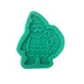 Top-down view of a small green Santa Claus silicone mold for baking and crafts