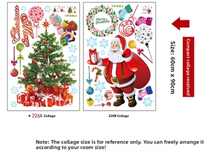 Christmas wall stickers detail showing 60x90cm PVC sheets with Santa Claus and tree