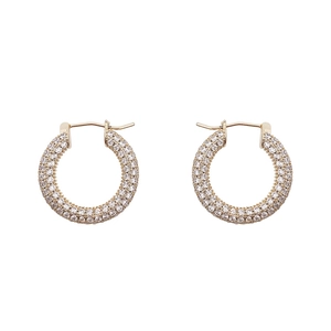 Elegant gold geometric hoop earrings with micro-pave cubic zirconia in luxury style