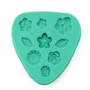 Detail of floral and leaf pattern silicone fondant mold for DIY cake decoration