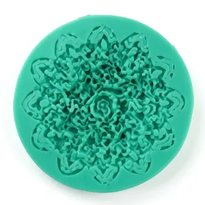 Macro detail of crown silicone mold with intricate mandala textures for DIY cake baking