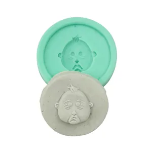 Macro detail of baby face silicone mold for DIY soap, wax, or plaster crafting