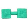 Detailed view of the symmetrical green silicone bear fondant mold with dual-head structure