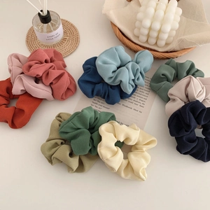 Scrunchies Ribbed Fabric Hair Ties Elastic Solid Color Korean Ins Style Minimalist Ponytail Holder For Women Girls