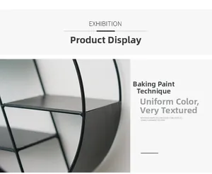 Detail of black painted iron wall shelf showing high-quality welding and metal texture