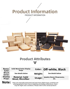 Solid wood jewelry display props set with beige microfiber for necklace and rings