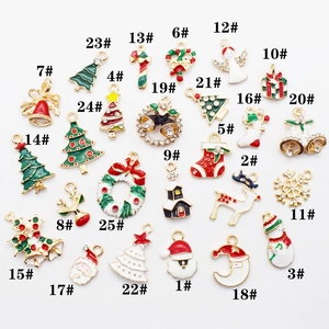 Lot de 25 pendentifs de Noël en alliage avec émail et strass pour la création de bijoux DIY