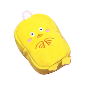 Plush yellow duck pencil case and cute cartoon cosmetic storage bag for students