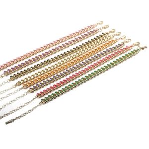 Punk style colorful enamel drip oil Cuban link bracelets in gold finish for women