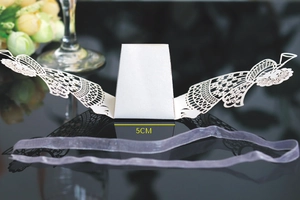 Macro view of laser-cut angel candy box in pearlescent white paper with 5cm base size