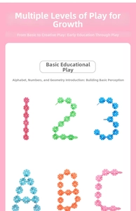 Detail of colorful snowflake blocks forming numbers 123 and letters ABC for early learning